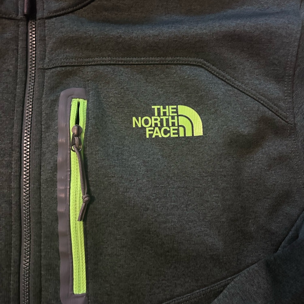 The North Face Dark Green Quarter-Zip Fleece Pullover with Lime Accents - NWOT - Picture 2 of 4